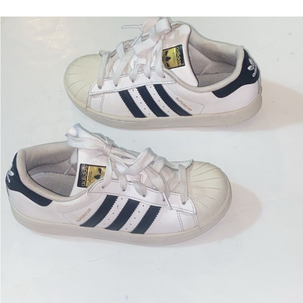 🥰Adidas Superstar La Marque Bandes EVM 004001 Unisex Kids White & Black Sneakers